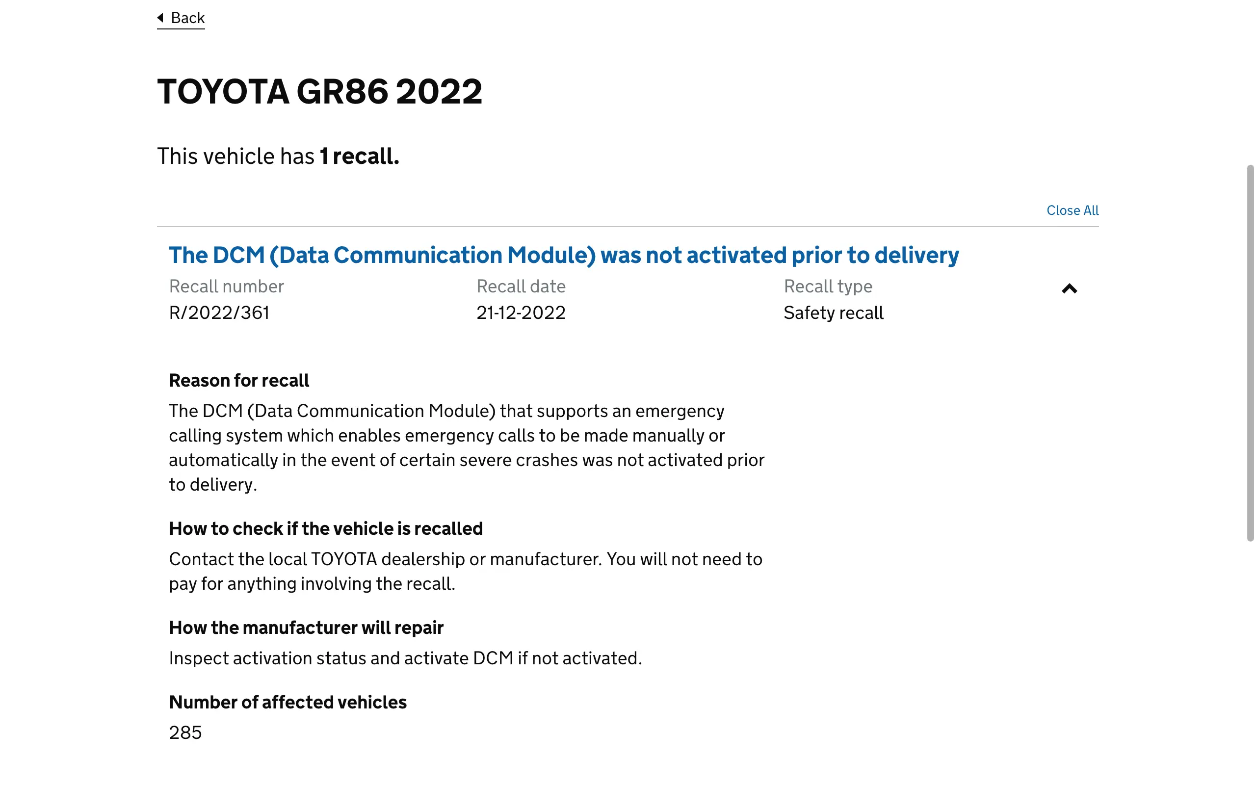 GR86 Listers Coventry first service booking availability (or lack